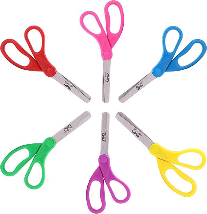 Mr. Pen Kids Blunt Tip Safety Scissors, 6 Pack