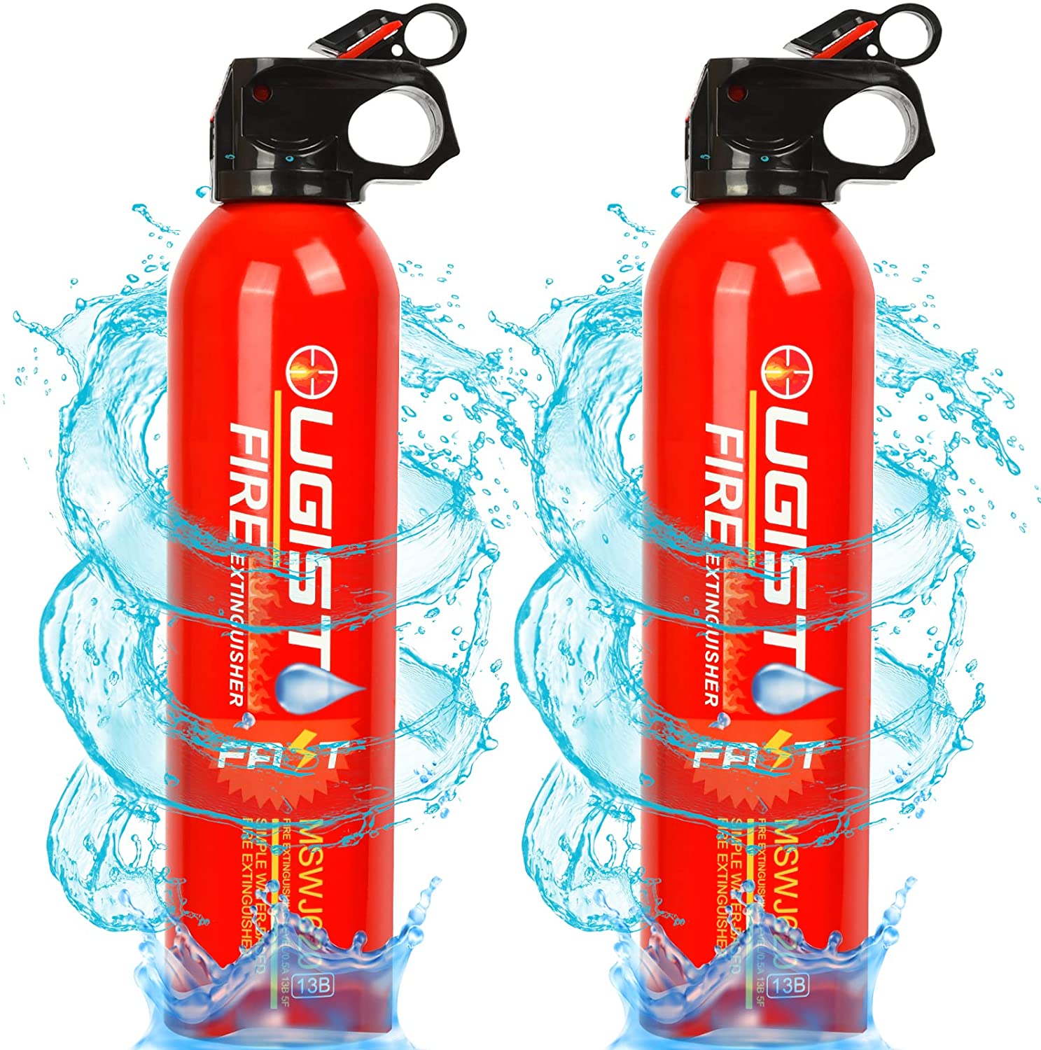 Ougist Anti-Slip Design Compact Fire Extinguishers, 2-Pack