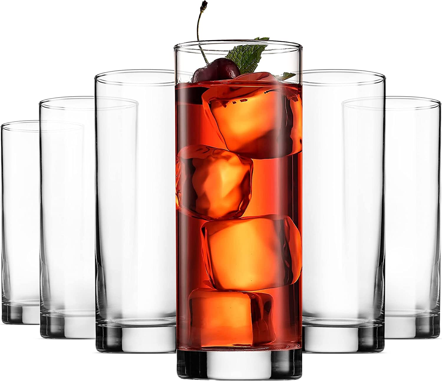 Drinking Glasses Set of 10 Highball Glass Cups By Glavers, Premium Glass