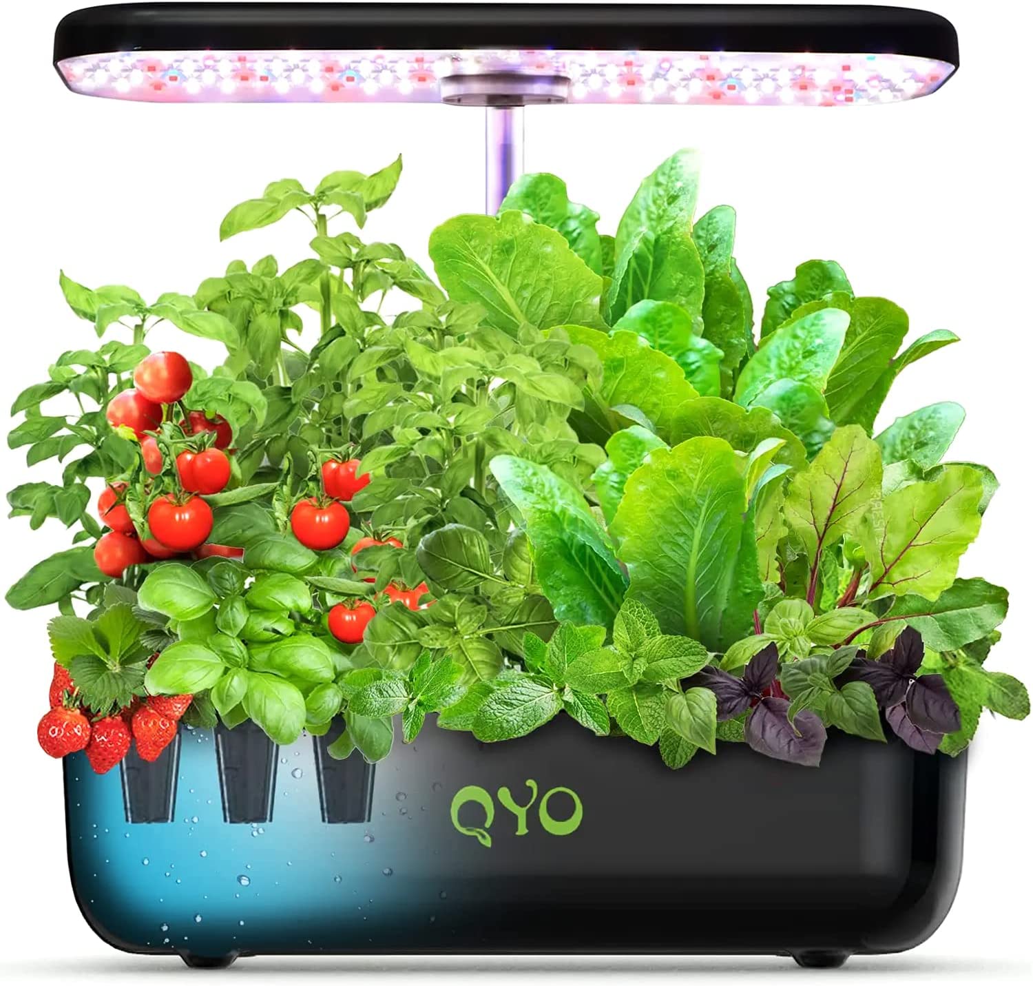 QYO LED Adjustable Height Hydroponic System, 12-Pod