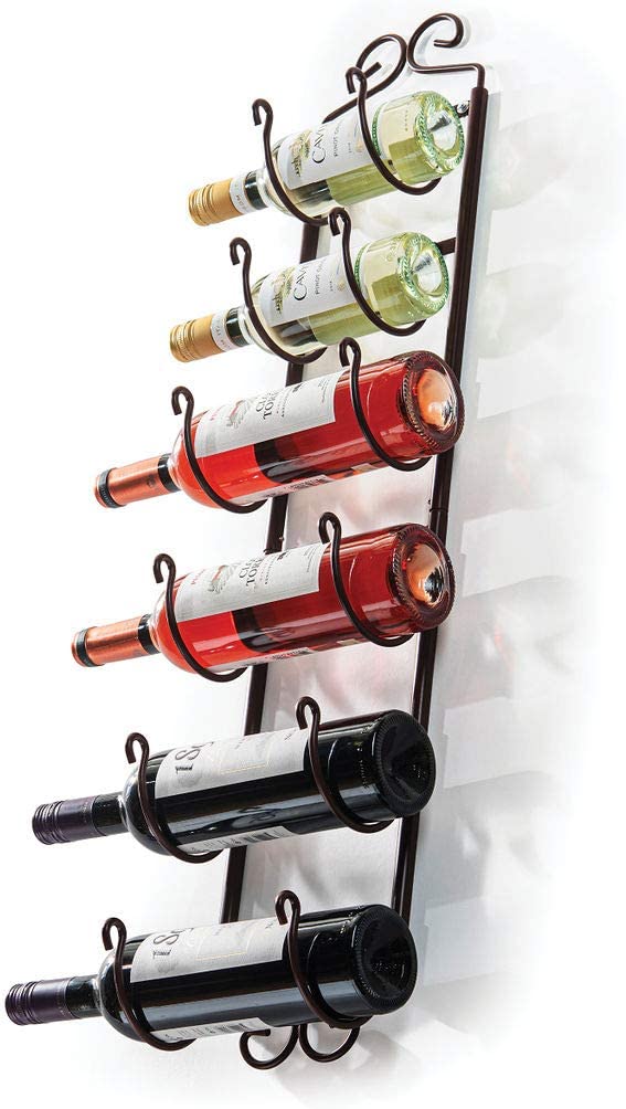 Sagler Rust Restitant Decorative Wall Mounted Wine Rack, 6-Bottle