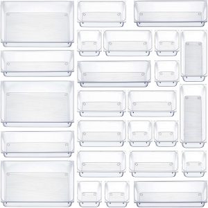 Seseno Drawer Lightweight Clear Organizer Set, 25-Piece