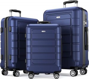 SHOWKOO Multidirectional Adjustable Hard Shell Suitcase Set, 3-Piece
