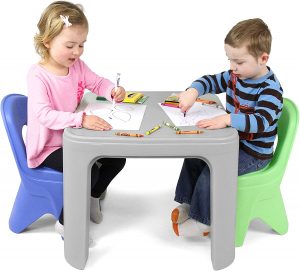 Simplay3 Tip-Resistant Plastic Toddler Table & Chairs Set