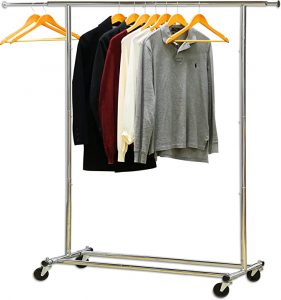 Simple Houseware Heavy Duty Collapsible Rolling Clothes Rack