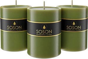 Simply Soson Premium Decorative Unscented Pillar Candles, 3 Pack