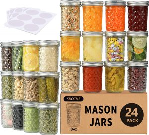 SKOCHE Adhesive Labels & Wide Mouth Mason Jars, 24-Piece
