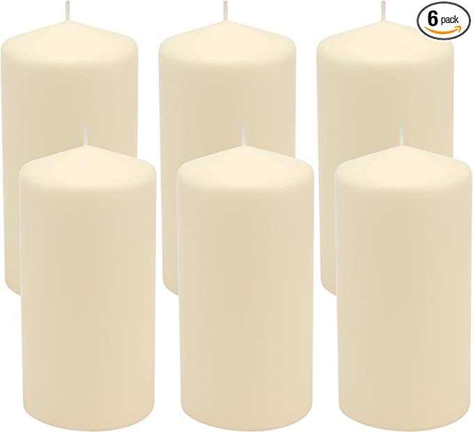 Stonebriar Unscented Smoke Free Pillar Candles, 6 Pack