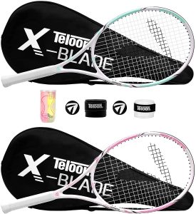 Teloon Aluminum Unisex Tennis Rackets, 2-Pack