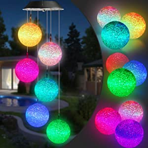 Toodour Waterproof Solar Color Changing Ball Wind Chimes
