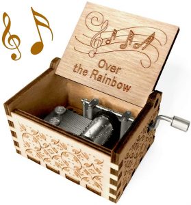 Ucuber Lightweight Engraved Wood Hand Crank Music Box