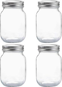YINGERHUAN Multi-Purpose Clear Glass Mason Jars, 4-Piece