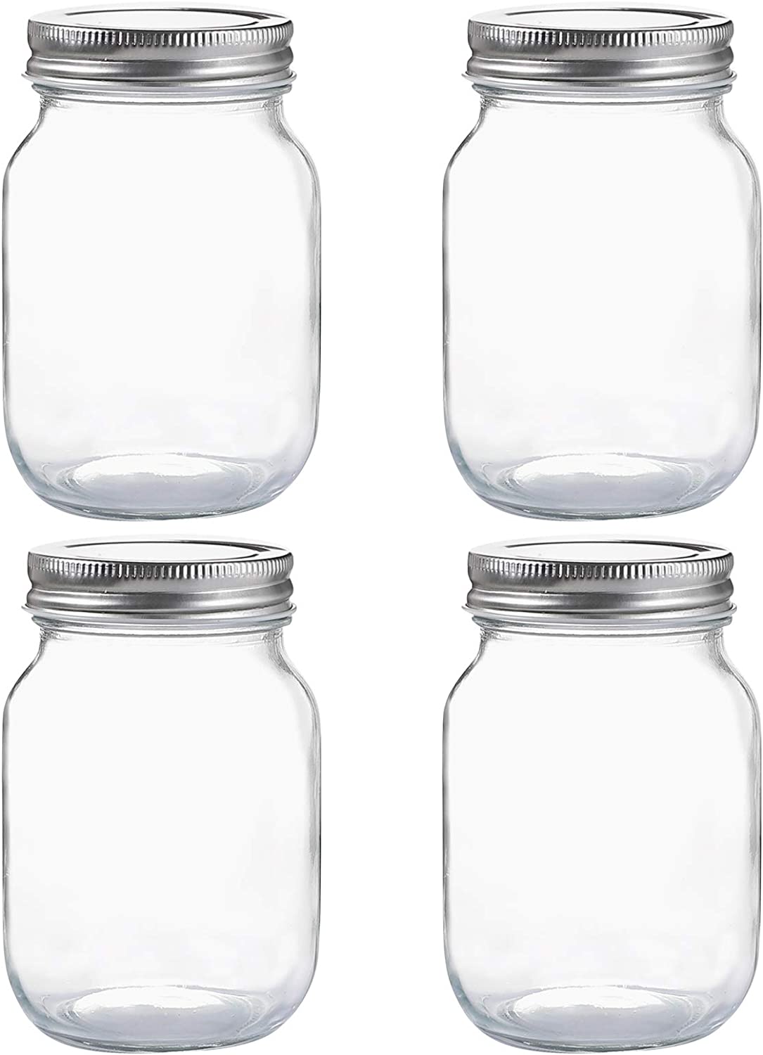 YINGERHUAN Multi-Purpose Clear Glass Mason Jars, 4-Piece