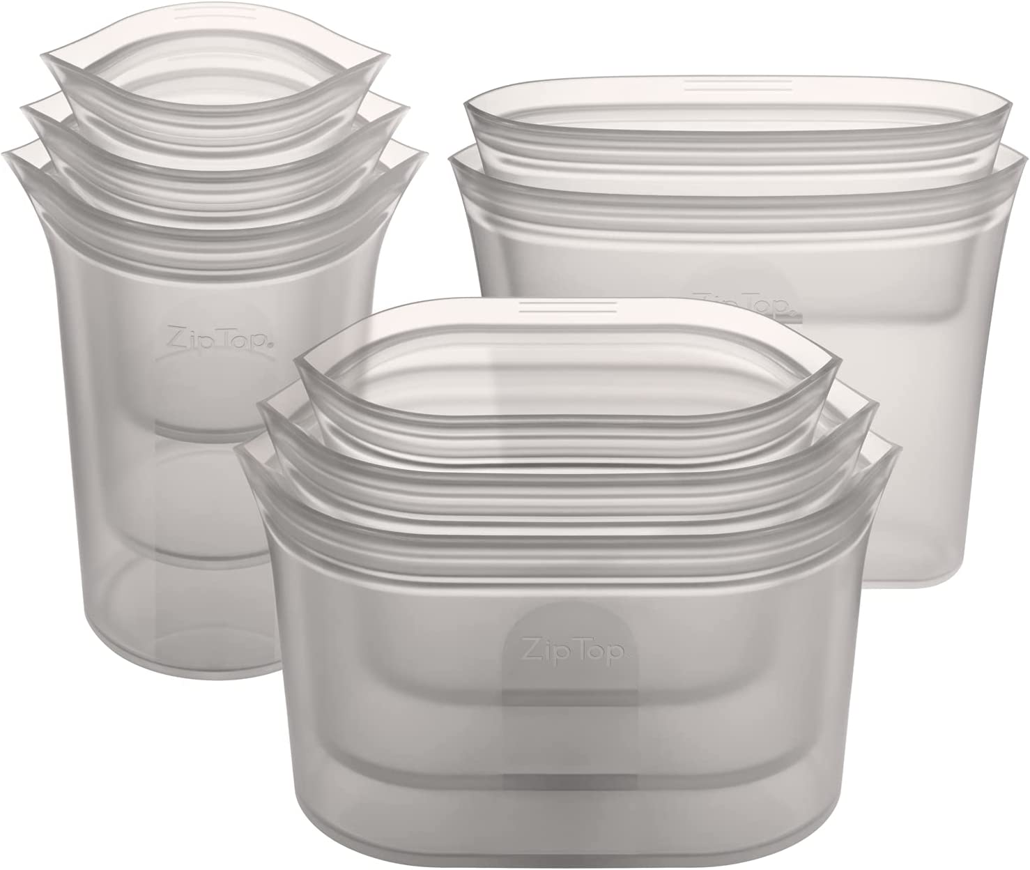 Zip Top BPA-Free Silicone Food Storage Bags, 8-Pack