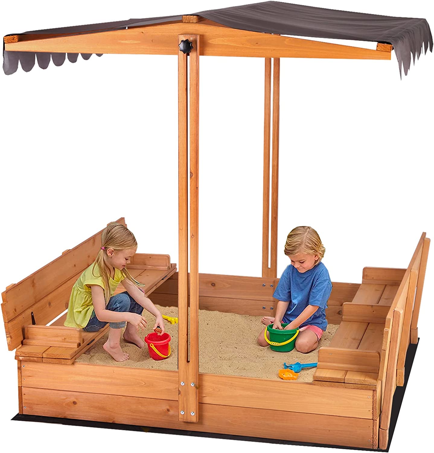 Aivituvin All-Weather Adjustable Canopy Covered Sandbox