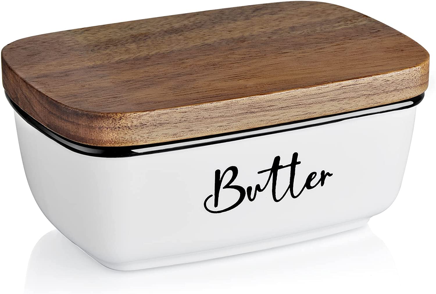 ALELION Acacia Wood Lid Butter Dish