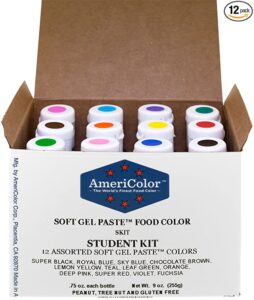 AmeriColor Soft Gel Paste Student Food Coloring Kit, 12 Pack