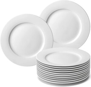 amhomel Scratch-Resistant Round Porcelain Plates, 12-Piece