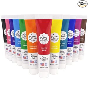 Ann Clark Professional-Grade Made In USA Food Coloring Gel, 12 Pack