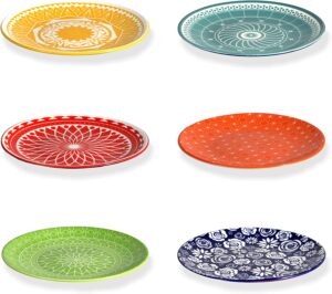 Annovero Dishwasher Safe Porcelain Dessert Plates, 6-Count