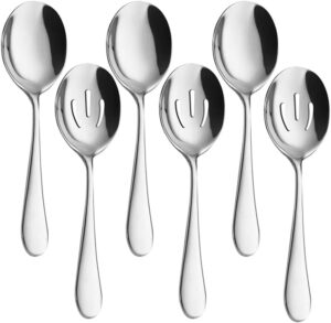 AOOSY Slotted & Solid Stainless Steel Serving Spoons, 6-Piece