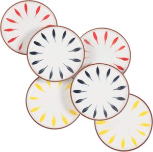 Aquiver Assorted Colors Lead-Free Ceramic Plates, 6-Piece