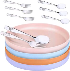 Asher And Olivia Toddler Cutlery & Bamboo Plates, 12-Piece