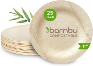 bambu Lightweight Disposable Bamboo Plates, 25-Piece