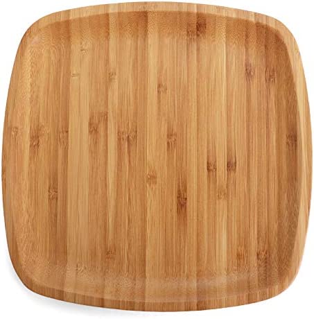 Belari Eco-Friendly Square Wooden Plates, 4-Piece
