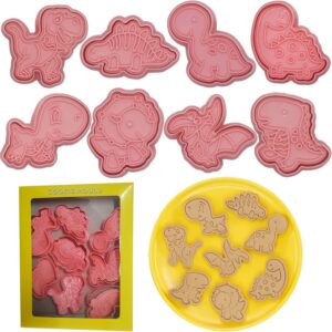 BGCLOUD Assorted Dinosaur Cookie Stamps, 8-Piece