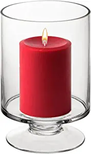 CYS EXCEL Short Stem Glass Hurricane Pillar Candle Holder
