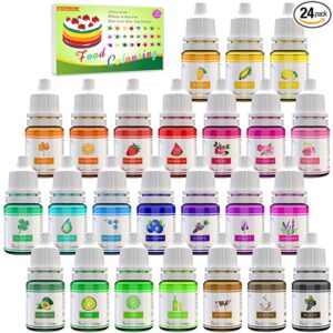 DecorRom Rainbow Concentrated Liquid Food Coloring Set, 24 Pack