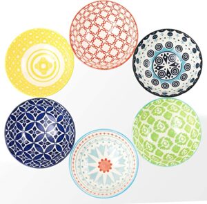 DeeCoo Premium Porcelain Ramen Bowls Set, 6 Piece