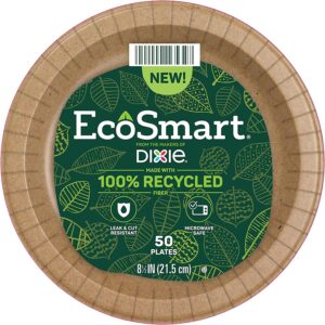 Dixie Recycled Fiber Compostable Paper Plates, 50-Count
