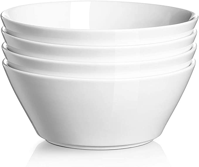 DOWAN Dishwasher Safe Microwavable Porcelain Bowls, 4 Count