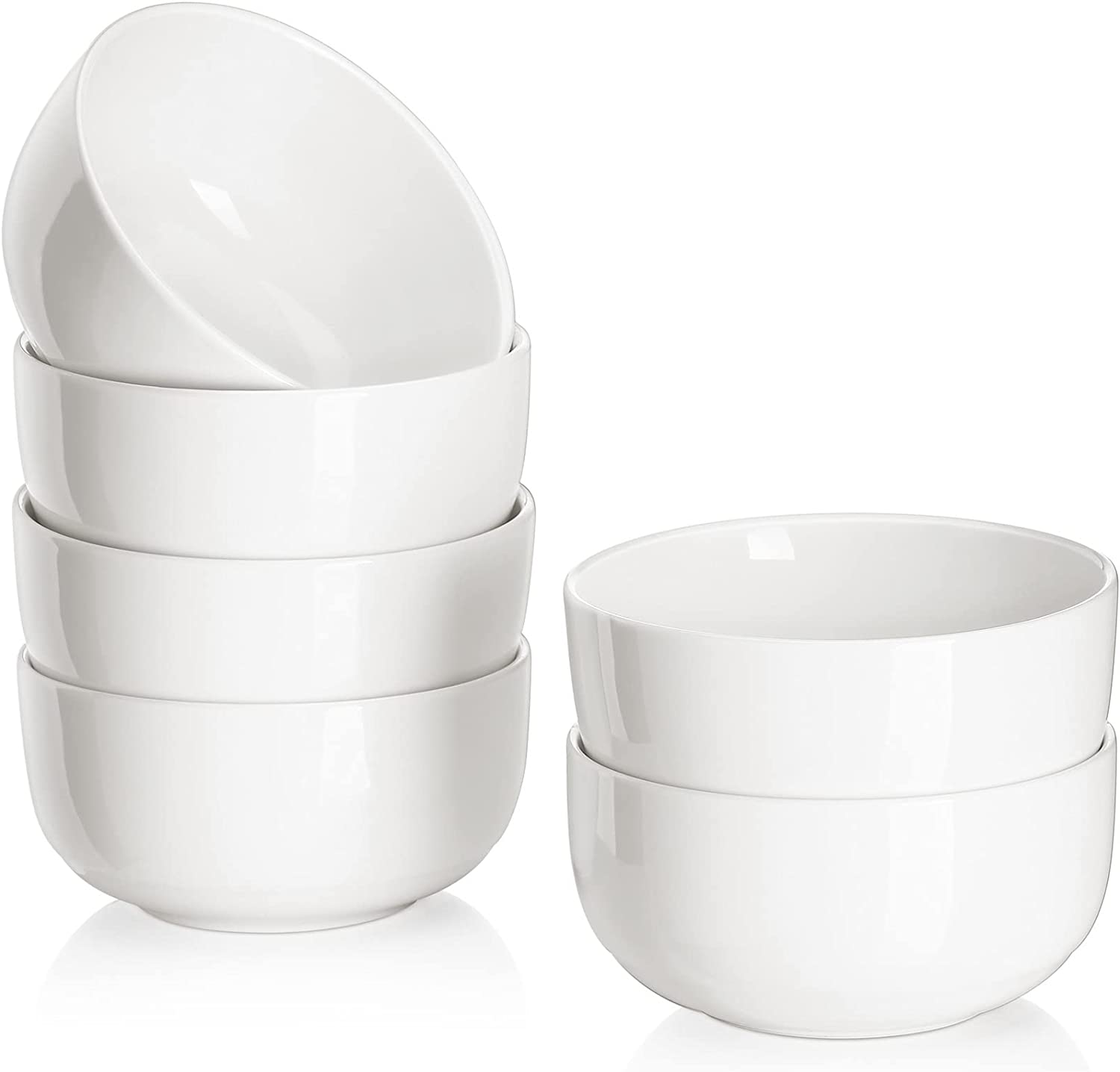 DOWAN Microwave Safe Porcelain Rice Bowls, 6-Piece