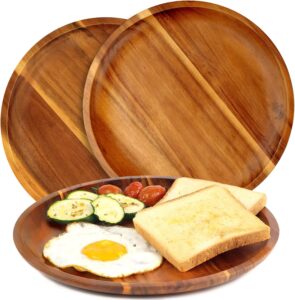FANICHI Lightweight Multipurpose Wooden Plates, 3-Piece