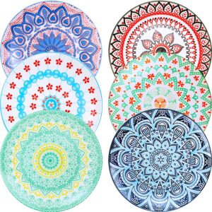 Farielyn-X Assorted Patterns Round Porcelain Plates, 6-Piece