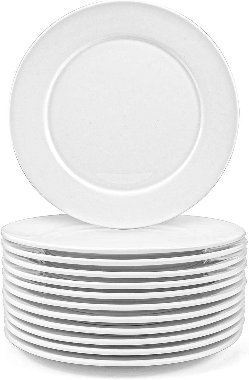 Foraineam Scratch-Resistant Porcelain Salad Plates, 12-Count