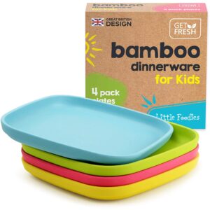 GET FRESH Assorted Colors Bamboo Kids Plates, 4-Piece