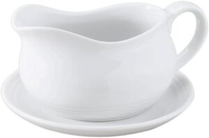 HIC Kitchen Porcelain Saucer Stand & Gravy Boat