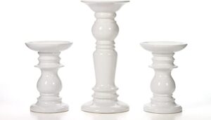 Hosley Decorative Ceramic Pillar Candle Holder, 3 Piece