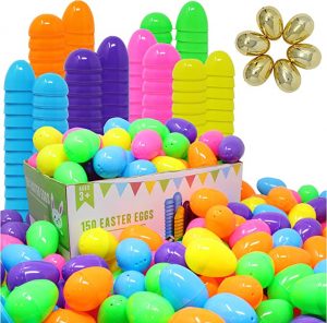 JOYIN Pastel & Golden Fillable Plastic Easter Eggs, 144 Pack