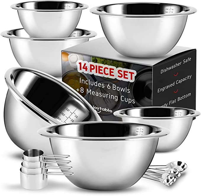 JOYTABLE Metal Stable Nesting Mixing Bowls Sets, 6 Piece