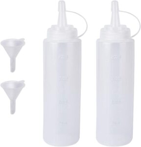Katfort Transparent Plastic Condiment Bottles, 2-Pack