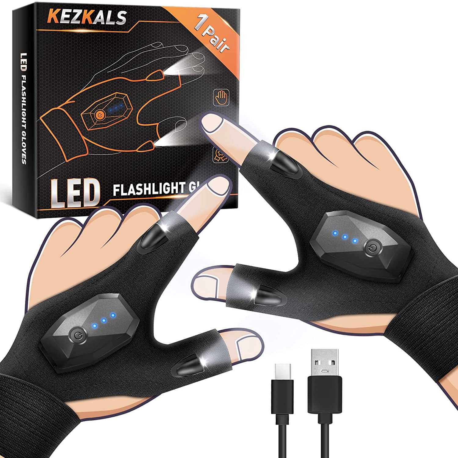 KEZKALS Unisex Velcro LED Gloves