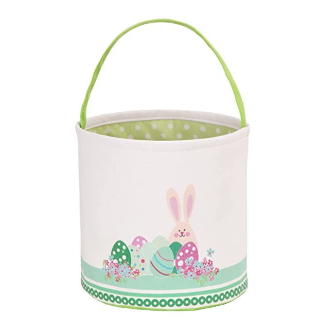 LessMo Personalized Printed Canvas Cotton Bunny Easter Basket