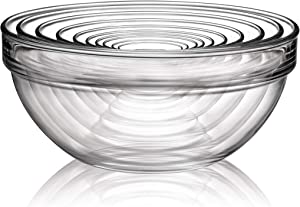 Luminarc Tempered Glass Stackable Mixing Bowl Sets, 10 Piece