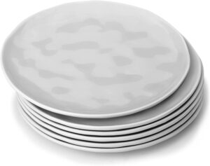 Miicol Unglazed Bottom Round Porcelain Plates, 6-Piece