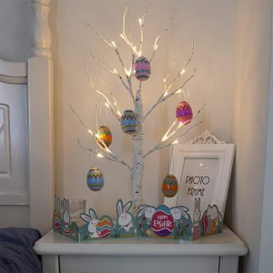 PEIDUO Battery Powered Lighted Easter Decor Egg Tree